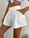 Solid Wide Leg Slant Pocket Shorts