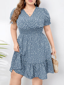  EMERY ROSE Plus Polka Dot Print Shirred Waist Dress