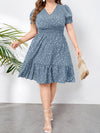 EMERY ROSE Plus Polka Dot Print Shirred Waist Dress