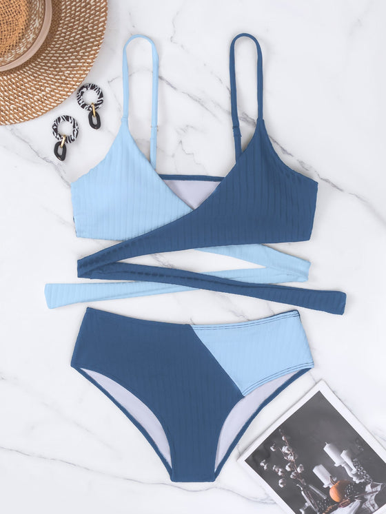 Colorblock Twist Bikini Swimsuit