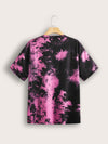 ROMWE X Stevenrhodes Tie Dye Cartoon Cat Figure Print Tee