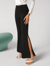 Overlap Waist Split Thigh Flare Leg Pants