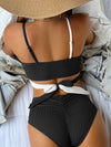 Ribbed Colorblock Wrap Bikini Swimsuit