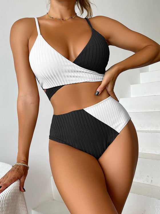 Colorblock Twist Bikini Swimsuit