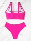 Neon Pink Ribbed Bikini Swimsuit