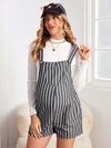 Maternity Patch Pocket Striped Overall Shorts Without Tee