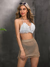 Tassel Open Knit Bikini Cover Up Skirt