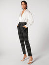 Elastic Waist Pinstripe Cigarette Pants