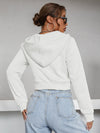 Zipper Up Drawstring Crop Hoodie