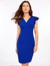 Clasi Recycled Polyester Surplice Neck Ruffle Sleeve Bodycon Dress