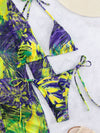 Allover Print Micro Triangle Bikini Swimsuit With Cover Up