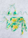 3pack Tie Dye Halter Bikini Swimsuit Beach Skirt