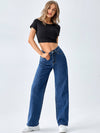 High Waist Raw Hem Wide Leg Jeans