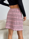 High Waist Plaid Tweed Skirt