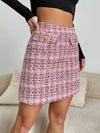 High Waist Plaid Tweed Skirt