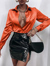 Satin Solid Button Front Shirt