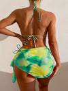 3pack Tie Dye Halter Bikini Swimsuit Beach Skirt