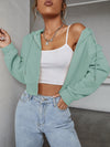 Zipper Up Drawstring Crop Hoodie