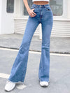 High rise Raw Hem Flare Jeans