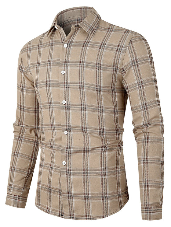 Men Plaid Curved Hem Shirt Without Tee