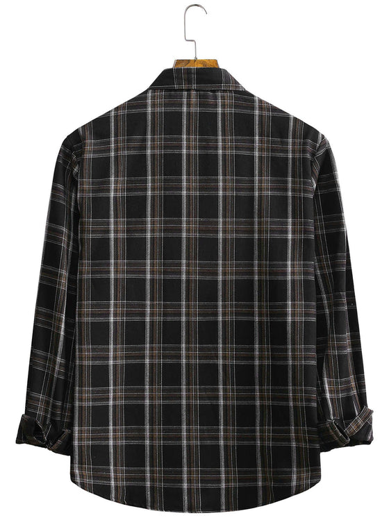 Men Plaid Curved Hem Shirt Without Tee