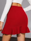 Solid Ruffle Hem Skirt