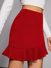 Solid Ruffle Hem Skirt