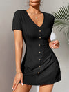 PETITE Rib knit Fake Buttons Dress