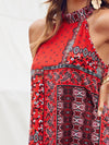 Tie Back Paisley Print Halter Dress