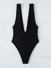 Knot Front Plunging One Piece Swimsuit