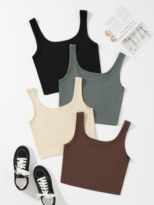  4pack Solid Crop Tank Top