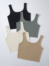 4pack Solid Crop Tank Top