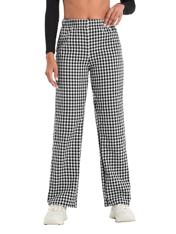 Gingham Straight Leg Pants