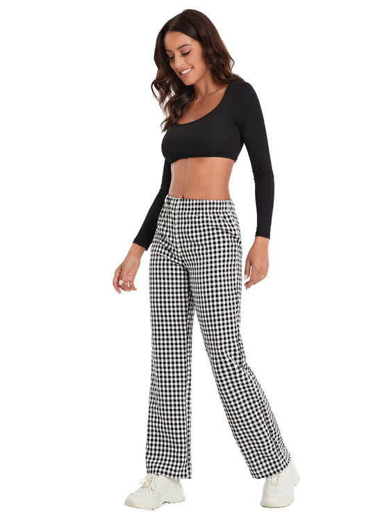 Gingham Straight Leg Pants