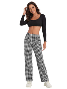  Gingham Straight Leg Pants