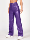 PETITE Solid PU Leather Straight Leg Pants