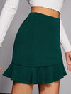 Solid Ruffle Hem Skirt