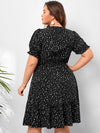 EMERY ROSE Plus Polka Dot Print Shirred Waist Dress