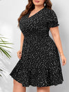 EMERY ROSE Plus Polka Dot Print Shirred Waist Dress