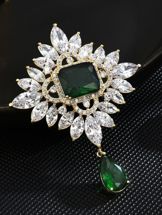 Cubic Zirconia Decor Brooch