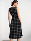 BIZwear Plaid Print High Low Hem Dress Without Belt Workwear