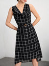 BIZwear Plaid Print High Low Hem Dress Without Belt Workwear