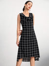 BIZwear Plaid Print High Low Hem Dress Without Belt Workwear