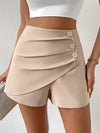 Privé High Waist Button Detail Ruched Front Shorts