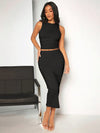 BAE Solid Ruched Tank Top & Pencil Skirt