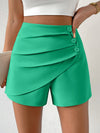 Privé High Waist Button Detail Ruched Front Shorts