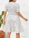 EMERY ROSE Plus Polka Dot Print Shirred Waist Dress