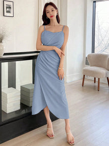  DAZY Solid Wrap Hem Cami Dress