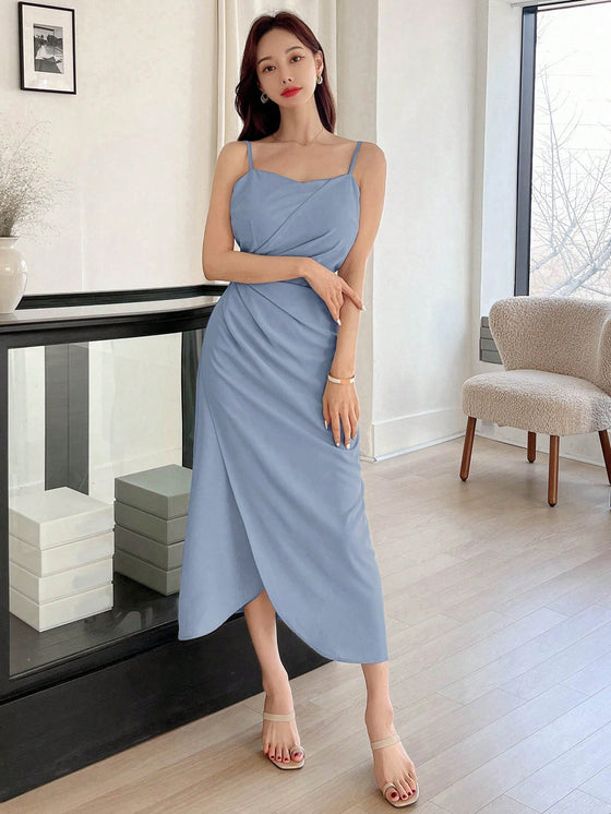 DAZY Solid Wrap Hem Cami Dress