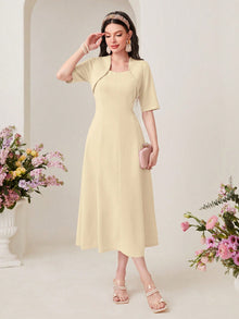  Modely Solid 2 In 1 A Line Dress